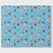 おいしいアイスクリームパターン |青 ラッピングペーパー (フラット)
