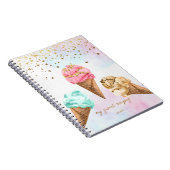 おいしいアイスクリーム金ゴールドグリッターガールレシピ ノートブック (右側)