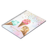 おいしいアイスクリーム金ゴールドグリッターガールレシピ ノートブック (左側)