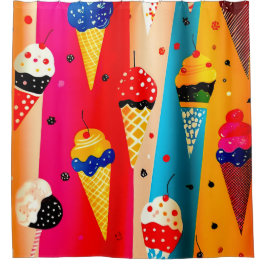 おいしいアイスクリーム シャワーカーテン