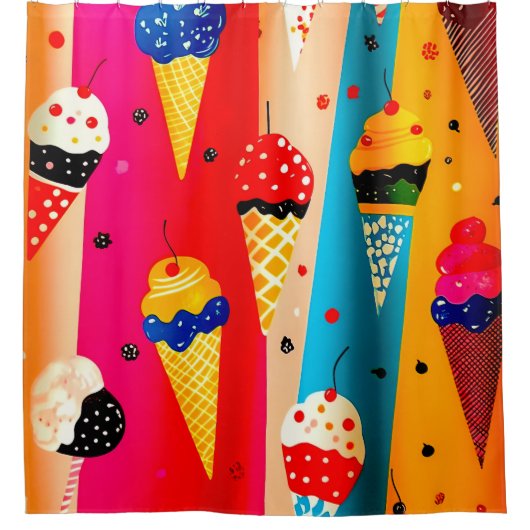 おいしいアイスクリーム シャワーカーテン (正面)