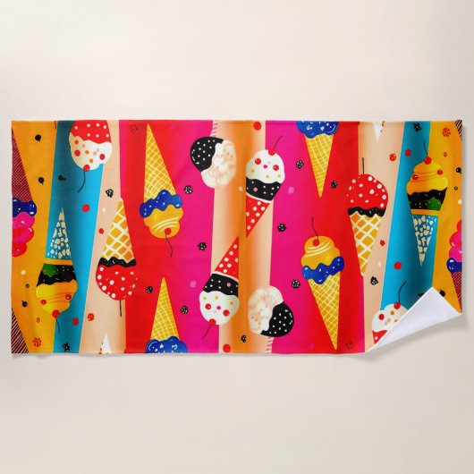 おいしいアイスクリーム ビーチタオル (正面)