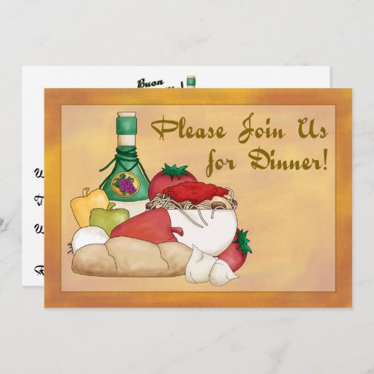 おいしいイタリアンフードとワインのディナーへの招待 招待状 (正面/裏面)