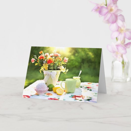 おいしいイチゴのカップケーキとレモン茶飲料 カード (蘭)