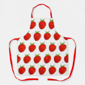 おいしいイチゴ赤オールオーバープリントエプロン エプロン (正面)
