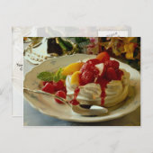 おいしいイチゴ、ラズベリー、ピーチショートケーキ ポストカード (正面/裏面)