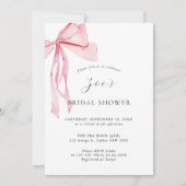 おいしいウォーターカラーピンクボウブライダルシャワー 招待状 (正面)