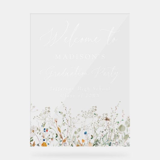 おいしいエレガントワイルドフラワー卒業ウェルカムサイン アクリルサイン (正面)