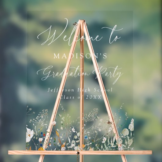 おいしいエレガントワイルドフラワー卒業ウェルカムサイン アクリルサイン (ニュートラル)