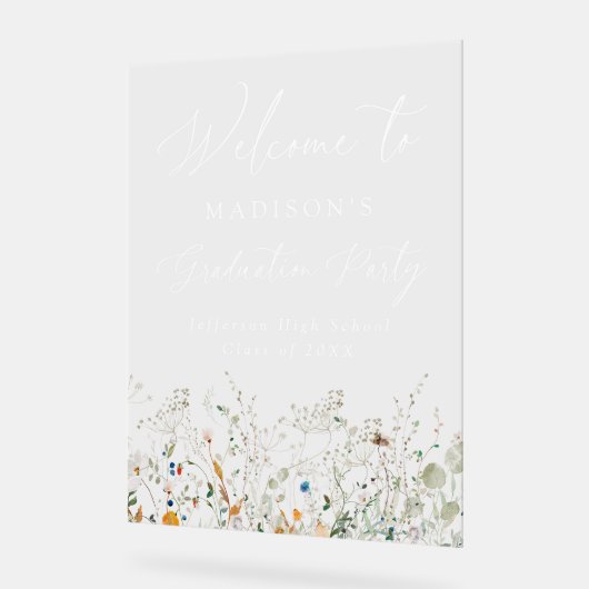 おいしいエレガントワイルドフラワー卒業ウェルカムサイン アクリルサイン (傾斜)
