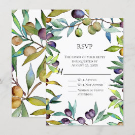 おいしいオリーブ トスカーナ 水彩 RSVP 返信 招待状