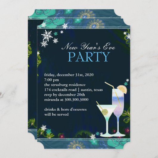 おいしいカクテル大晦日パーティー 招待状 (正面/裏面)