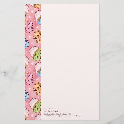 おいしいカップケーキおよびキスの文房具 便箋 (正面)