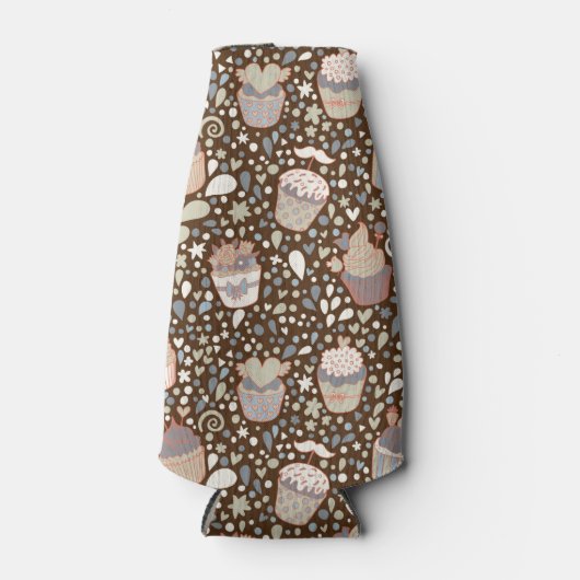 おいしいカップケーキで作られた甘いパターン ボトルクーラー (正面)