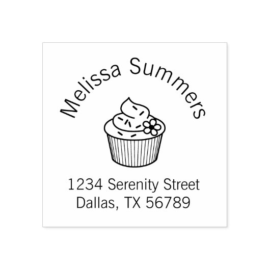 おいしいカップケーキとつや消しおいしい住所 ラバースタンプ (インプリント)