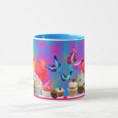 おいしいカップケーキと蝶ピンクブルー マグカップ (中央)