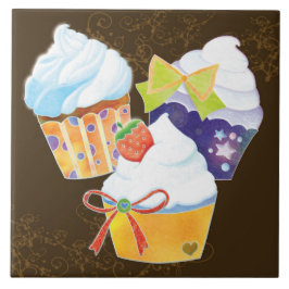 おいしいカップケーキのチョコレート色の台所タイル タイル