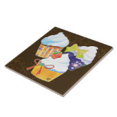 おいしいカップケーキのチョコレート色の台所タイル タイル (側面)