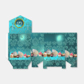 おいしいカップケーキティール(緑がかった色)ダマスクブルージェムモノグラム フェイバーボックス (折り畳みなし)