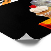 おいしいカップケーキデザートショップオレンジホワイトシェブロン ポスター (角)