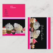 おいしいカップケーキデザートショップピンク明るい赤紫色レッド 名刺 (正面/裏面)