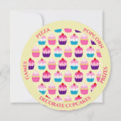 おいしいカップケーキラウンド子供の誕生日パーティー 招待状 (裏面)