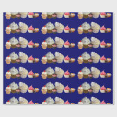 おいしいカップケーキ砂漠のショップ、ピンクブルーホワイト ラッピングペーパー (フラット)