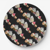 おいしいカップケーキ砂漠のショップ、ピンク、明るい赤紫色ホワイト ペーパープレート (正面)