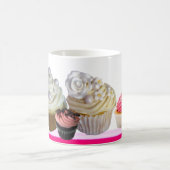 おいしいカップケーキ砂漠のショップ,ピンク,明るい赤紫色,白 コーヒーマグカップ (中央)