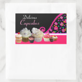 おいしいカップケーキ誕生日パーティーピンクドット 長方形シール (バッグ)