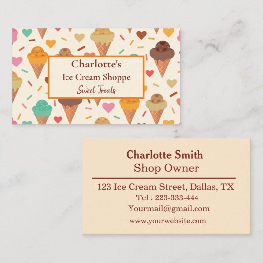 おいしいカラフルアイスクリームのパタカスタムーン 名刺 (正面/裏面)