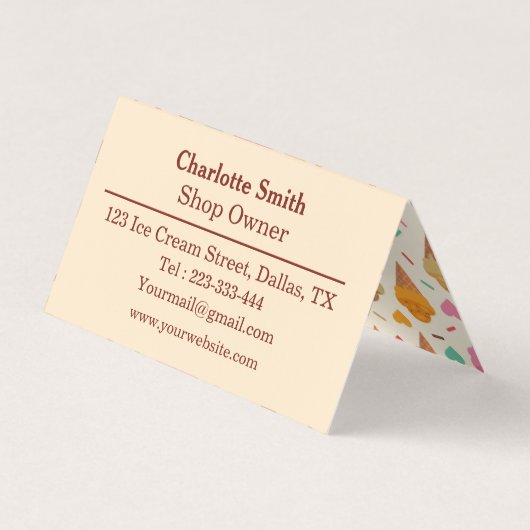 おいしいカラフルアイスクリームのパタカスタムーン 名刺 (裏面)
