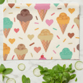 おいしいカラフルアイスクリームパターン名前をカスタムする キッチンタオル (折り畳み)