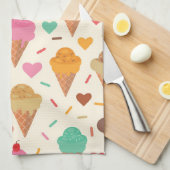 おいしいカラフルアイスクリームパターン名前をカスタムする キッチンタオル (四つ折り)