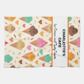 おいしいカラフルアイスクリームパターン名前をカスタムする キッチンタオル (横)