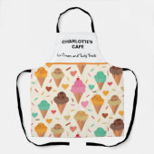 おいしいカラフルアイスクリーム柄名前をカスタムする エプロン (正面)