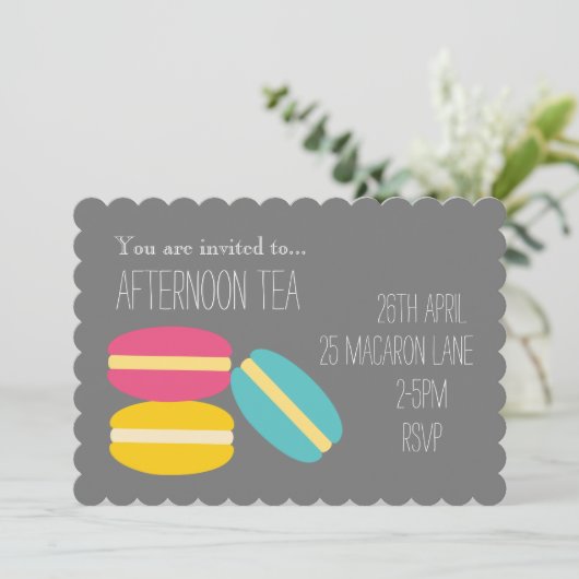 おいしいカラフルマカロンアフタヌーンティーパーティー 招待状 (スタンド正面)
