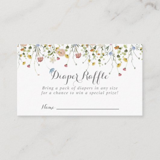 おいしいカラフルワイルドフラワーおむつラッフルチケット エンクロージャーカード (正面)