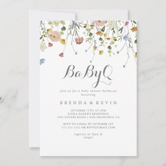 おいしいカラフルワイルドベビーQベビーシャワーバーベキュー 招待状 (正面)