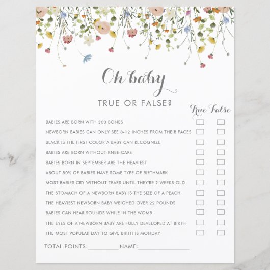 おいしいカラフル野生の花ああ赤ちゃんシャワーゲーム (正面)