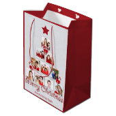 おいしいキャンディーケーンクリスマスツリー写真コラージュ ミディアムペーパーバッグ (裏面アングル)