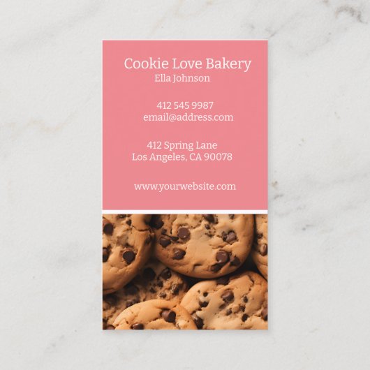 おいしいクッキーの背景ベーカリー 名刺 (裏面)
