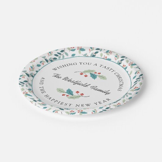 おいしいクリスマスホリーベリーをお願い ペーパープレート (アングル)