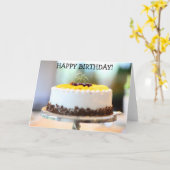 おいしいクリームケーキオンハッピーバースデーカード カード (黄色い花)