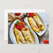 おいしいクレープレッドベリーパンケーキデザート ポストカード (正面/裏面)