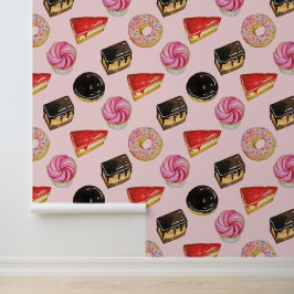 おいしいケーキドーナツデザート食品パターン 壁紙