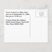 おいしいシナモンロールの粘着性があるパンは販売を焼きます インビテーションポストカード (裏面)