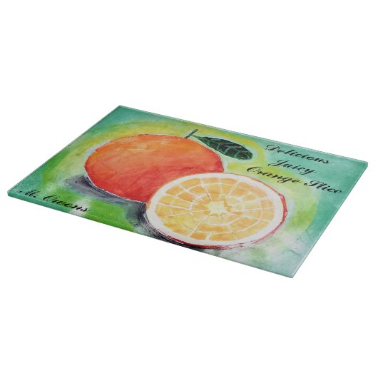 おいしいジューシーなオレンジ色のスライス カッティングボード (角)