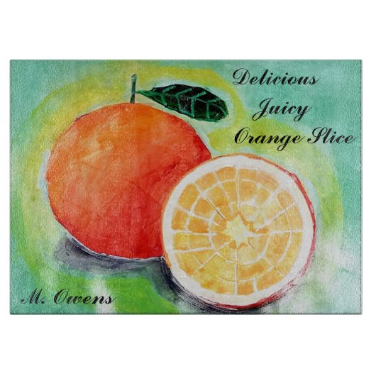 おいしいジューシーなオレンジ色のスライス カッティングボード (正面)