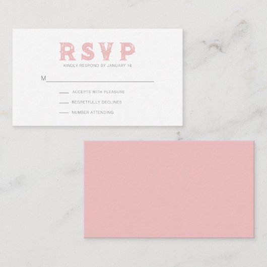 おいしいストロベリーピンク素朴モダンRSVP エンクロージャーカード (正面/裏面)